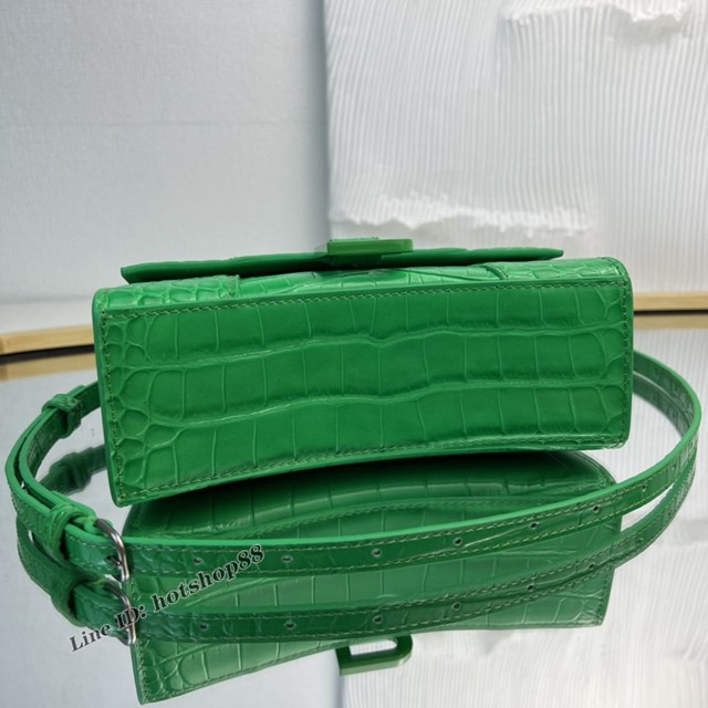 Balenciaga專櫃爆款新色mini號鱷魚春綠色-綠扣沙漏包 巴黎世家Hourglass沙漏包 fyj1956